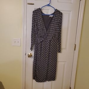 Loft geometric print wrap dress